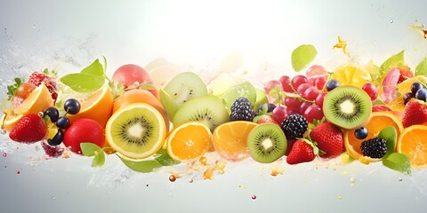 Vibrant Assortment of Fresh Fruits with white background ai generated