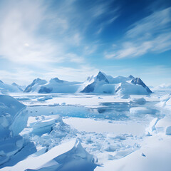 Ice icebergs cover with snow in Antarctica generative ai