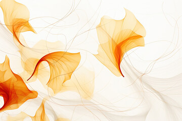 Abstract Autumn Background with Organic Lines and Textures on White Background