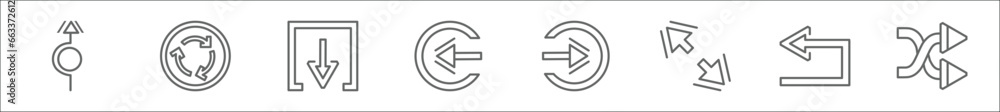 Aufkleber outline set of arrows line icons. linear vector icons such as roundabout, three curved arrows, exit 