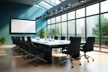 Interior view of a professionally designed office conference room