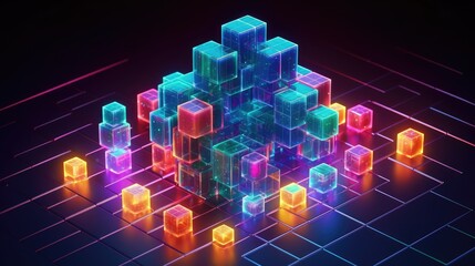 Fototapeta premium blockchain technology big data connectivity software development background.