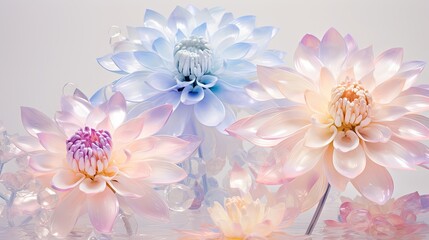  a group of flowers sitting on top of a table next to each other.  generative ai