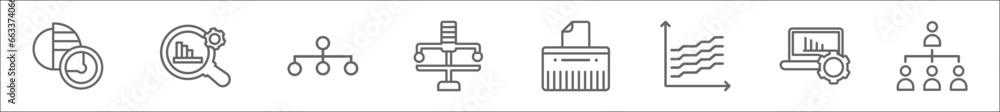 Aufkleber outline set of business line icons. linear vector icons such as data analytics circular, market rese