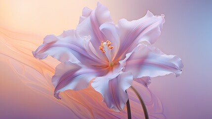  a white flower with a pink center on a purple background.  generative ai