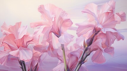  a painting of pink flowers in a vase on a table.  generative ai