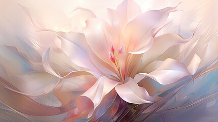  a painting of a white flower on a white background with a pink center.  generative ai