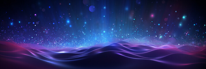 Obraz premium Big data visualization. Musical flow of sounds. Abstract background with interlacing dots