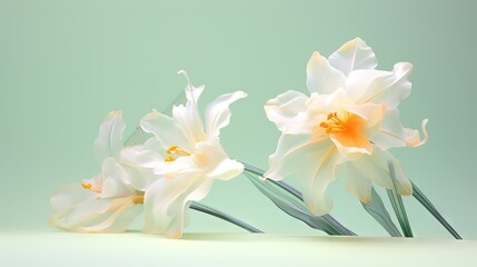  a group of white flowers sitting on top of a table.  generative ai