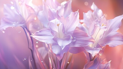  a close up of a bunch of flowers with water droplets.  generative ai