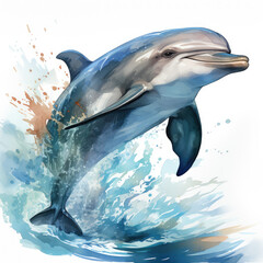 watercolor Dolphin Teaclipart, Generative Ai