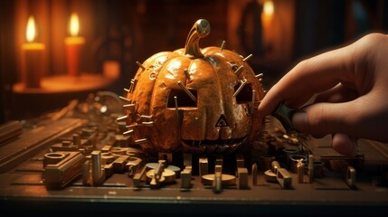 Halloween pumpkin locksmith - obrazy, fototapety, plakaty