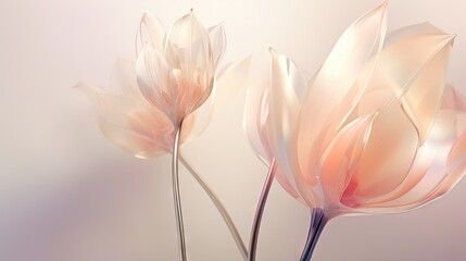  a couple of pink flowers sitting on top of a table.  generative ai
