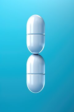 white pills on a blue background