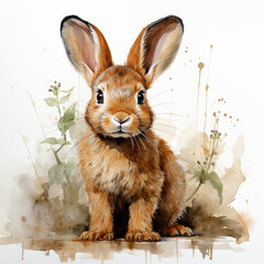 Fototapeta premium watercolor Rabbit clipart, Generative Ai