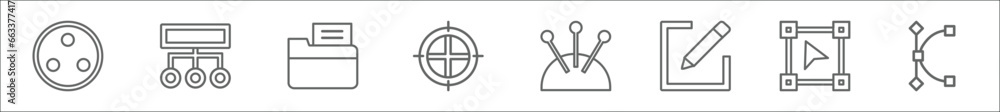 Aufkleber outline set of edit tools line icons. linear vector icons such as quark, allocation, file folder, re
