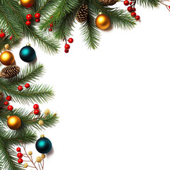 Fototapeta na wymiar Adornos y ornamentos de Navidad sobre fondo transparente. Objetos y elementos navideños.
