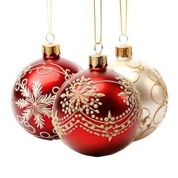 Adornos y ornamentos de Navidad sobre fondo transparente. Objetos y elementos navide&ntilde;os.