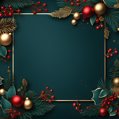 Christmas ans New Year seasonal social media background design in square with blank space for text. Template for holiday commercial promotion post. - obrazy, fototapety, plakaty