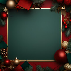 Christmas ans New Year seasonal social media background design in square with blank space for text. Template for holiday commercial promotion post.