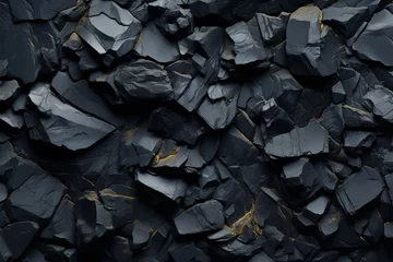 Fotobehang Natural depths Dark, coal black background featuring a geological texture theme © Jawed Gfx