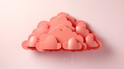 pink delicate 3d clouds on a white background graphics idea message poster copy space.