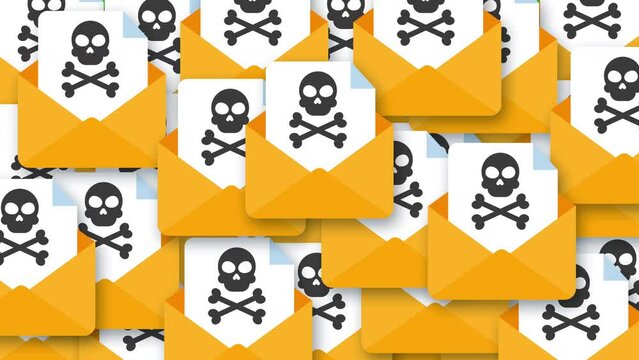 email virus Many sign - 2D Transition animation background. Concepts of approval, acceptance and showing satisfaction. Poping sign animation.