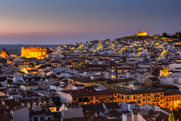 Naklejka premium Antequera townscape at evening, Andalusia, Spain