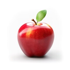 close-up photo of a ripe apple on a white background. Generative AI