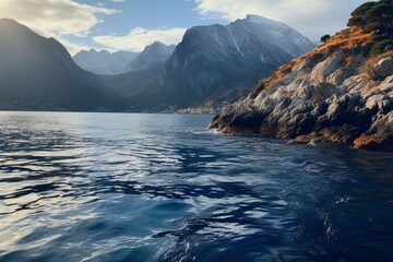 Obraz premium Natures majesty unfolds on the rocky Lofoten Islands in Reine, Norway