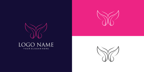 Simple butterfly logo design with unique concept| premium vector