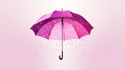  a pink umbrella with rain drops on it is opened in the air.  generative ai