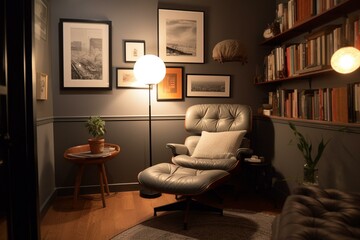Cozy corner for reading in a mid-sized apartment. Generative AI