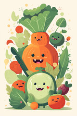Obraz na płótnie Canvas collection of vegetables set created with Generative Ai