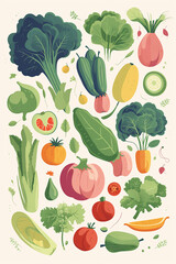 collection of vegetables set created with Generative Ai