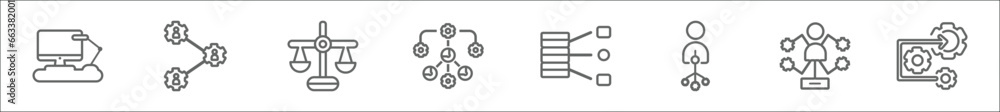Aufkleber outline set of business and analytics line icons. linear vector icons such as workplace, users inter