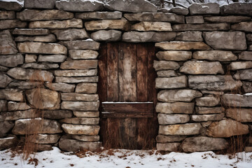Fototapeta na wymiar Stone wall with door