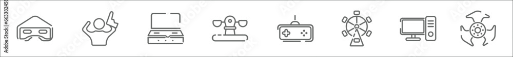 Aufkleber outline set of entertainment and arcade line icons. linear vector icons such as virtual reality glas