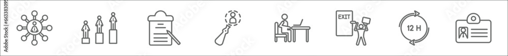 Aufkleber outline set of human resources line icons. linear vector icons such as networking, benchmarking, app