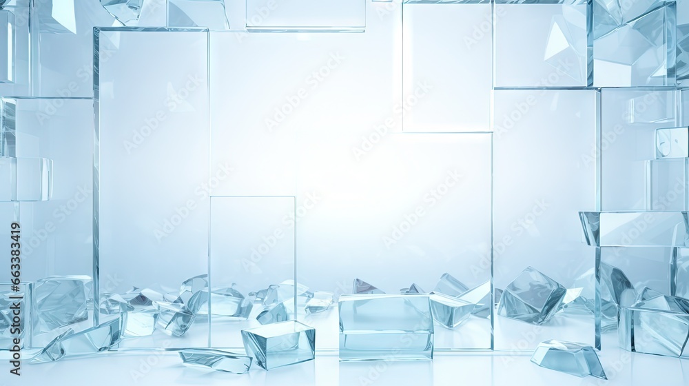 Poster a white background with a lot of cubes in it. generative ai