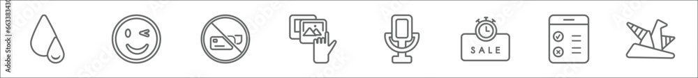 Poster outline set of user interface line icons. linear vector icons such as navigation arrows, no tittling