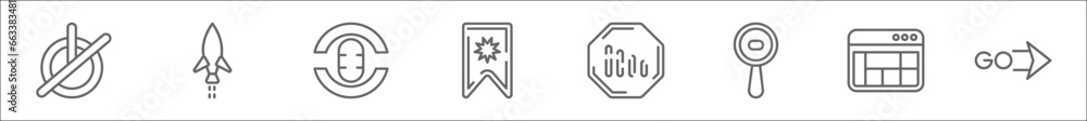 Poster outline set of user interface line icons. linear vector icons such as low, earn money, angry smile, 