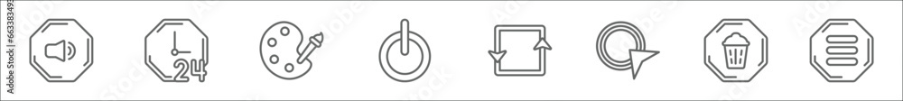 Aufkleber outline set of user interface line icons. linear vector icons such as top alignment, anatomy class s