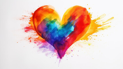 heart in rainbow colors on a white background spectrum banner concept.