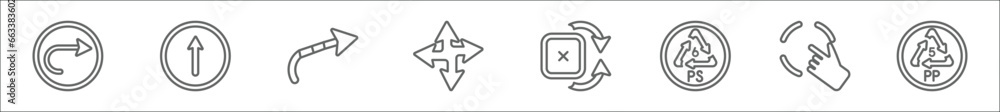 Poster outline set of user interface line icons. linear vector icons such as go, head, voice message, doubl