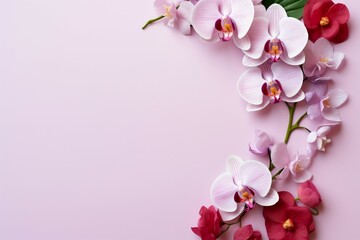 Orchid charm Pastel pink background for text with corner florals