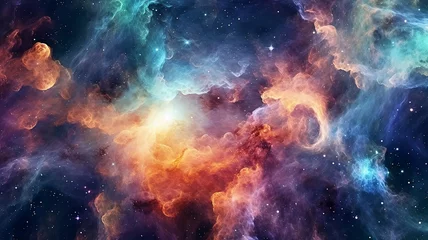 Wandcirkels aluminium galaxy cosmos abstract multicolored background. © kichigin19