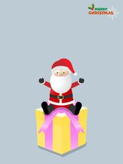 大きなプレゼントの上に座るサンタさん