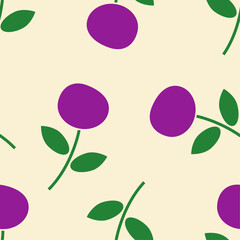 Patrón de flores violetas sobre fondo vainilla