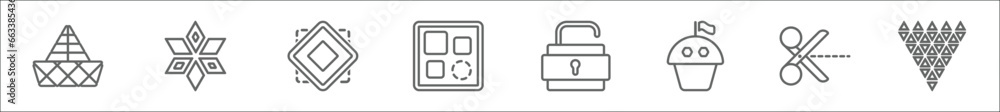 Aufkleber outline set of geometry line icons. linear vector icons such as polygonal boat of small triangles, p